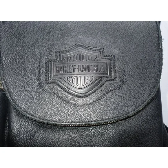 Harley Davidson Leather Back Pack Women Adjustable Shoulder Pebble Logo - Picture 2 of 6